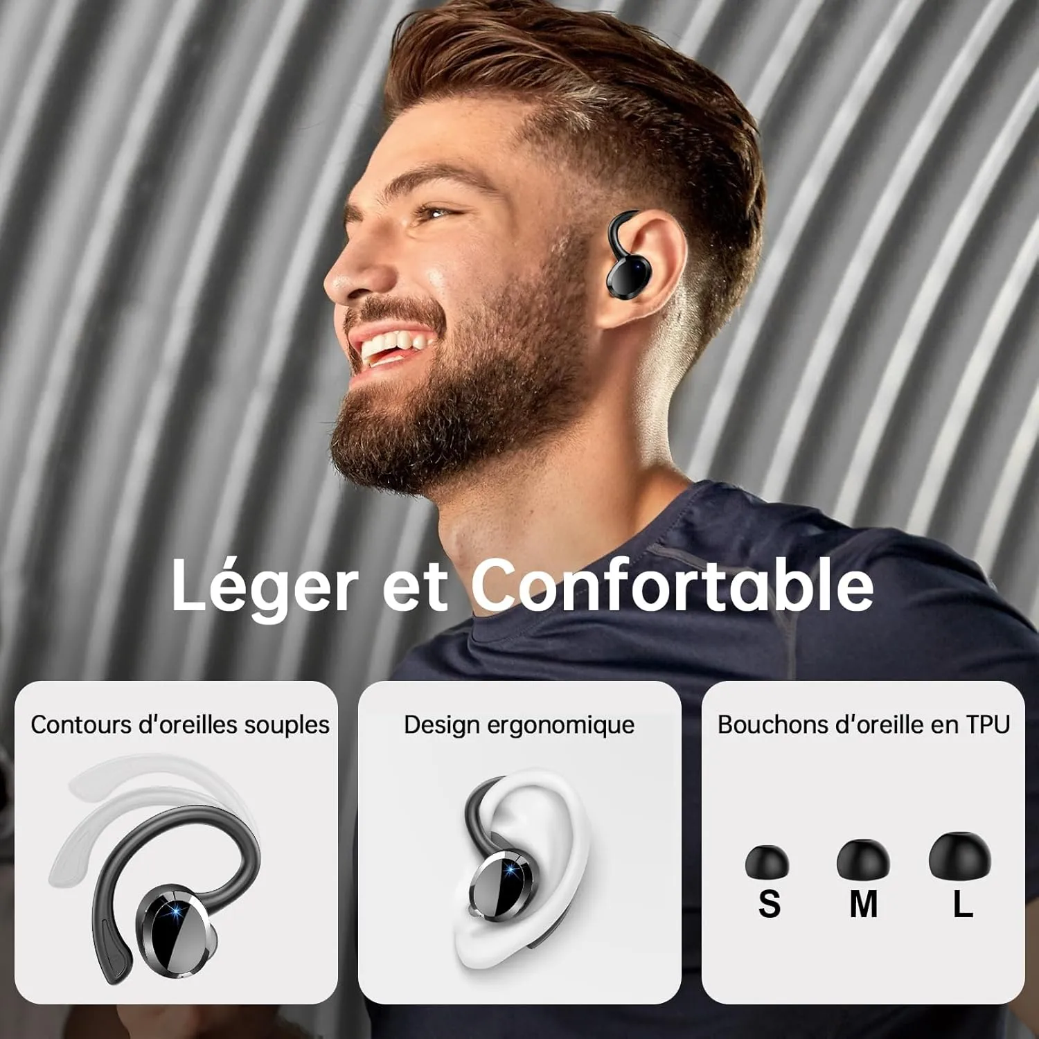 Wireless Earbuds Sport, 2025 Bluetooth 5.4 Headphones Bass Hi-Fi Stereo Over Ear Buds, 56Hrs Noise Cancelling Headset with Earhook, IP7 Waterproof Earphones Workout Running for Laptop Pad Android iOS
