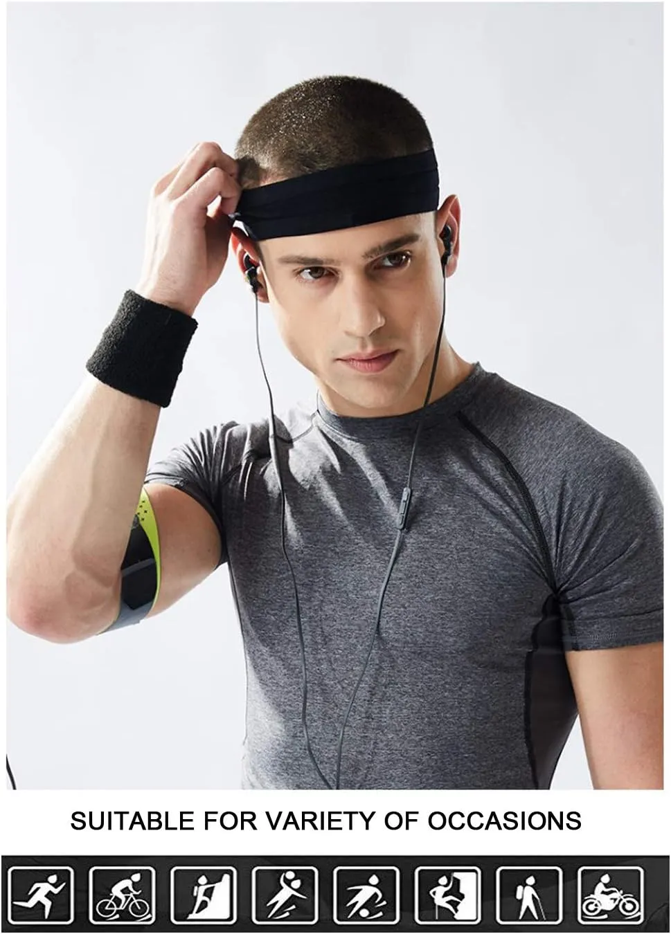 Workout Headbands for Women, Thick Non Slip Sweat Bands, Elastic Yoga Running Fitness Athletic Moisture Wicking Hairbands